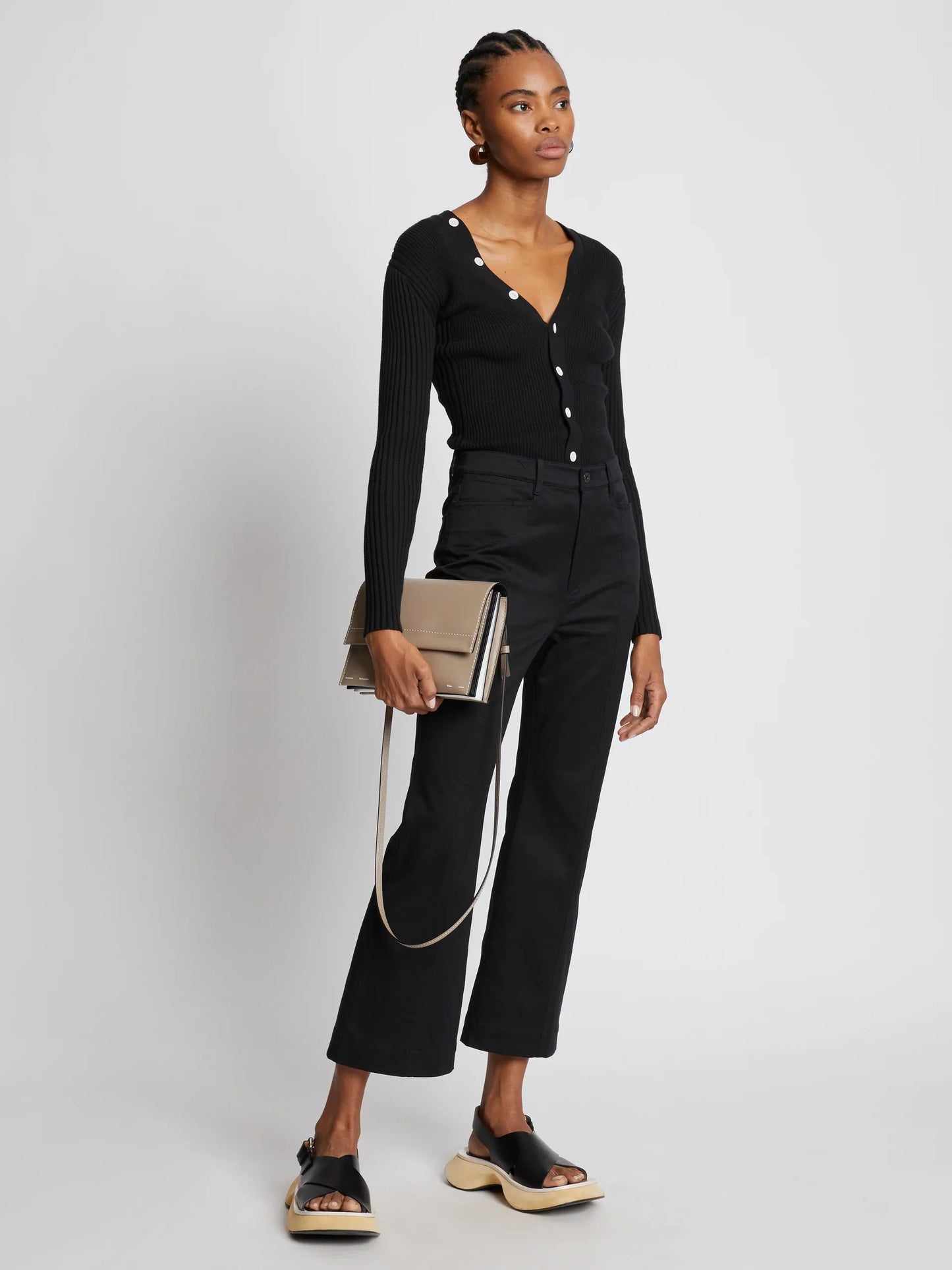 Dam Elegant Slät Läder Väska med Justerbar Axelrem och Tre Rum