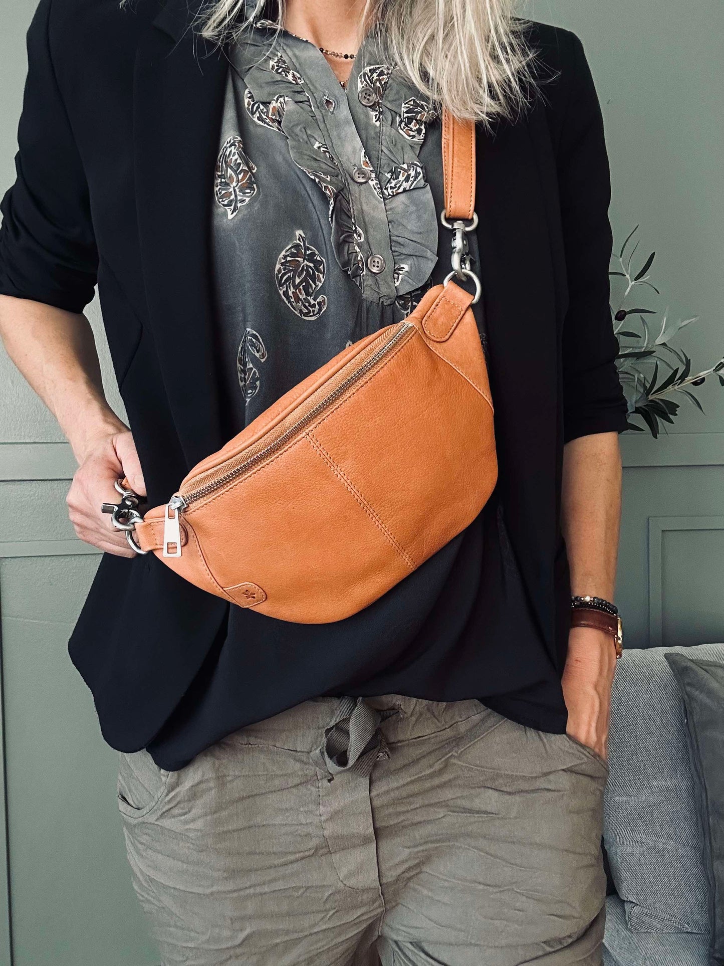 Damens Elegant Mjuk Läder Bumbag med Justerbar Rem