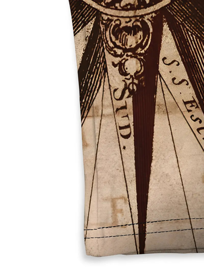 Herreskjorte med digitalt kompassmønster