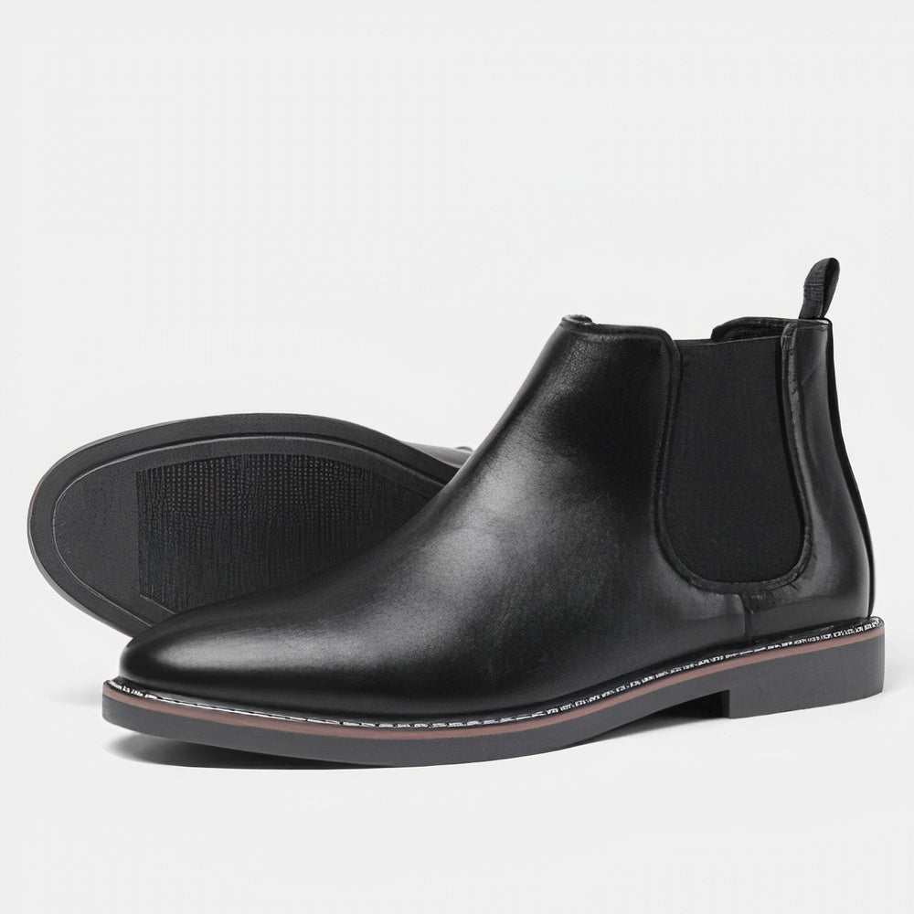Herrens Klassiska Läder Chelsea-Stövlar med Slip-On Design 8