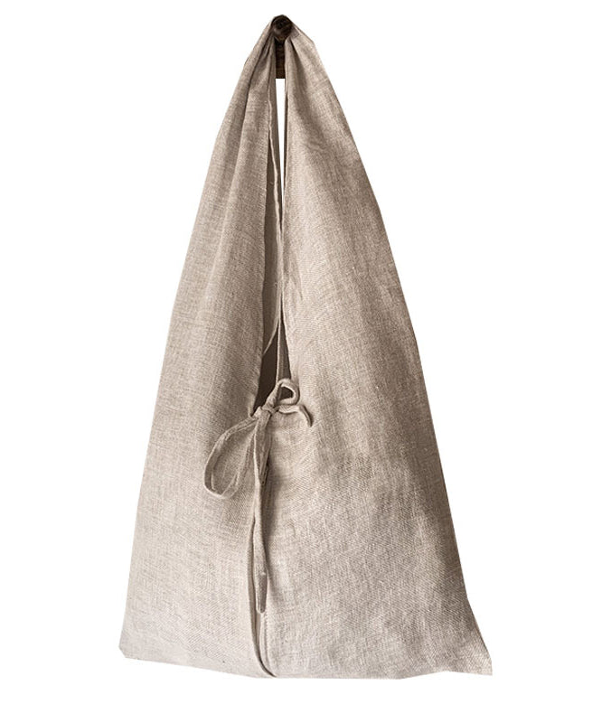 Damens trendige linne skulderveske med stor kapasitet og elegant snøring