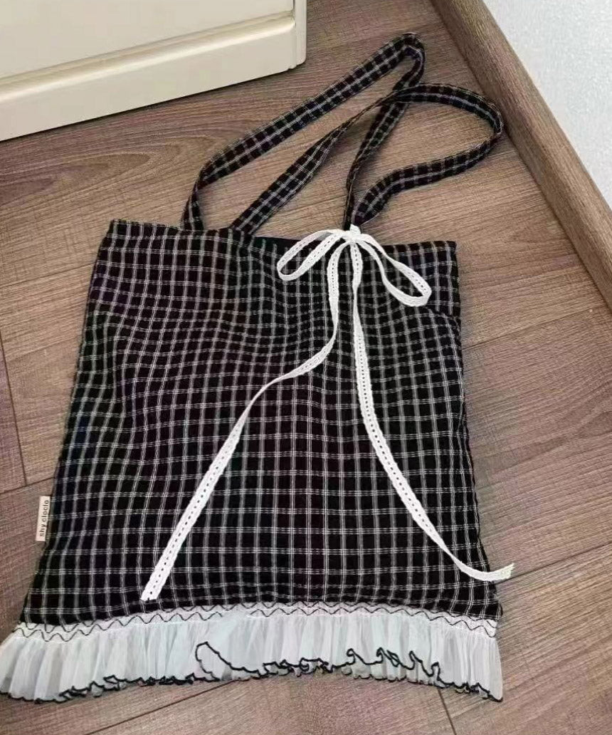 Dam Elegant Mjuk Bomull Axelväska med Spetsdetaljer