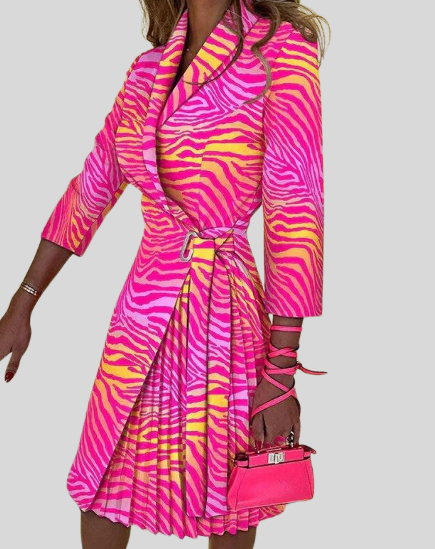 Dam Blazerklänning med Halvlånga Ärmar och Sidobälte