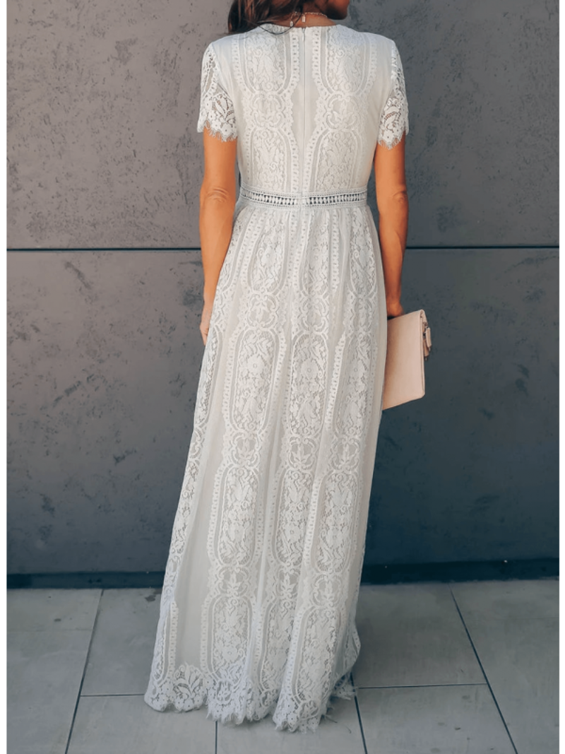 Dam V-ringad Maxiklänning | Kortärmad