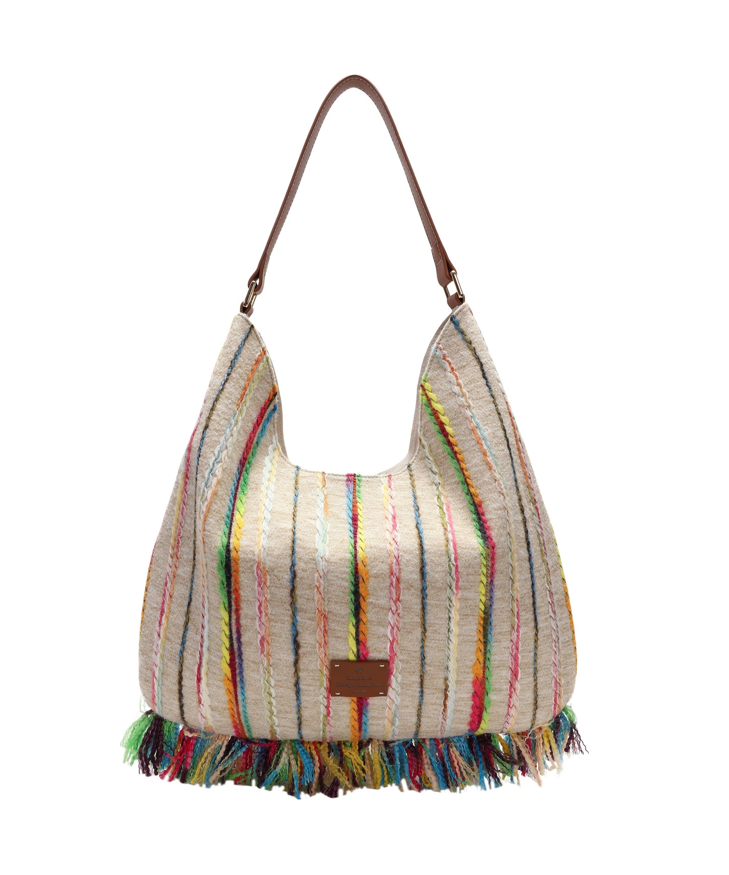 Dam Hållbar Bomull Handväska med Fransar och Flera Fickor