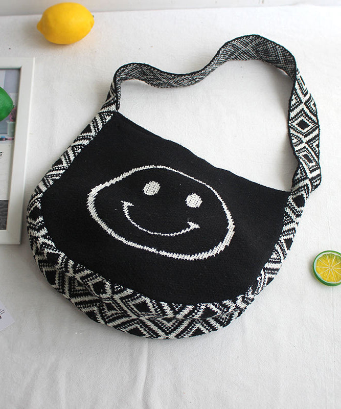 Unisex Trendig Bomull Messenger Väska med Leende Ansikte