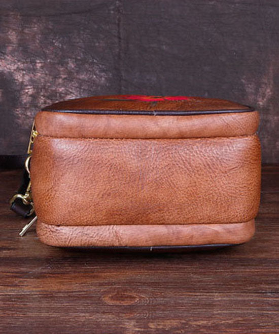 Herrens Snygga Kalvläder Ryggsäck med Zip-up Stängning