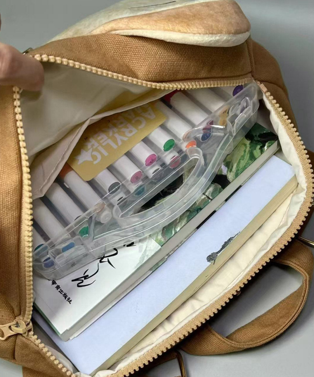 Dam Söt Faux Läder Ryggsäck med Tecknat Mönster och Inre Fickor