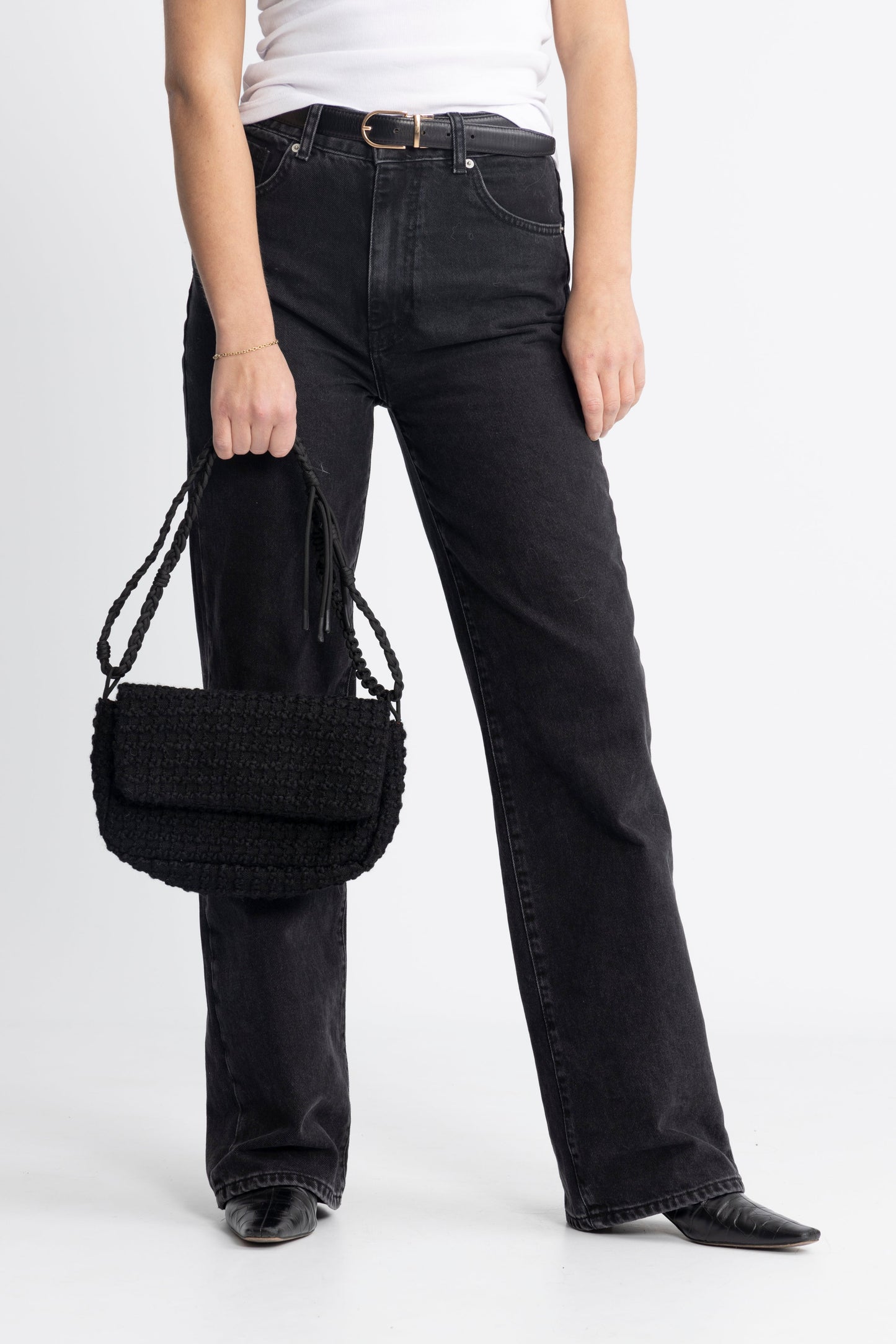 Dam Elegant Tweed-Inspirerad Crossbody Väska med Magnetiskt Lås