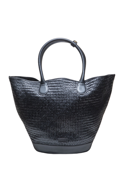 Damernas Trendig Handvävd Läderhandväska med Avtagbar Rem och Rymligt Huvudfack