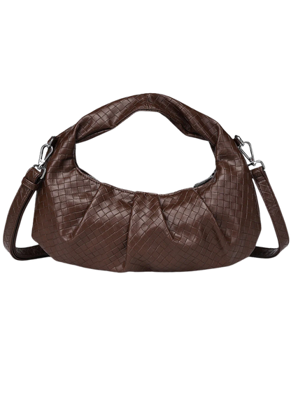 Dam Flätad Polyester Väska med Justerbar Rem och Inre Fickor