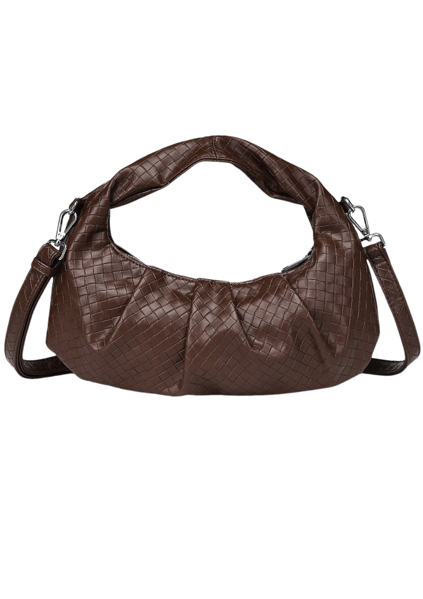 Dam Flätad Polyester Väska med Justerbar Rem och Inre Fickor