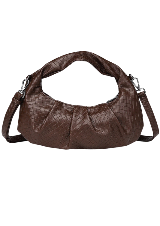 Dam Flätad Polyester Väska med Justerbar Rem och Inre Fickor