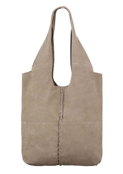 Dam Boho-inspirerad Mocka Väska med Magnetisk Stängning och Långa Handtag