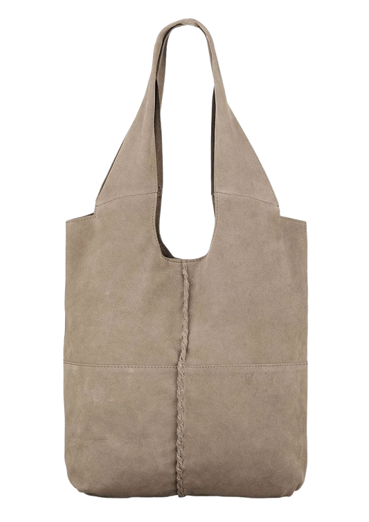 Dam Boho-inspirerad Mocka Väska med Magnetisk Stängning och Långa Handtag