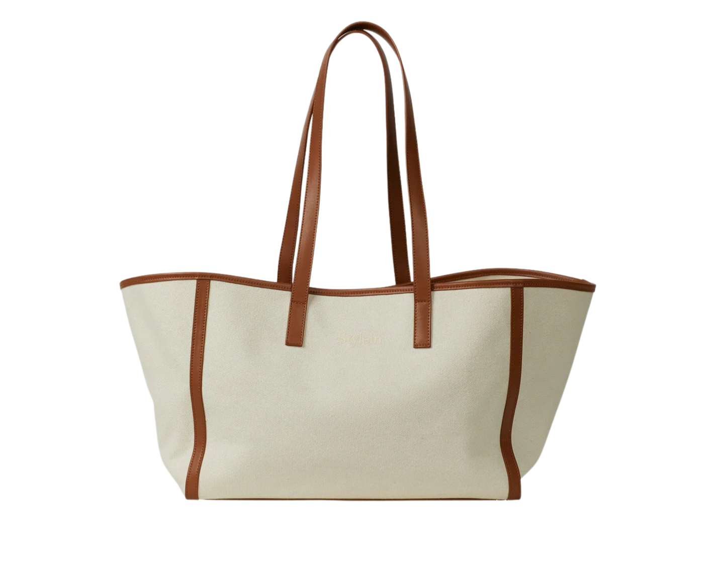 Kvinnors Elegant Bomulls Tote med Imitationsläderdetaljer