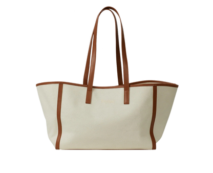 Kvinnors Elegant Bomulls Tote med Imitationsläderdetaljer