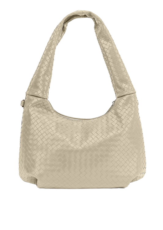 Dam Flätad Polyester Handväska med Avtagbar Rem och Inre Fickor