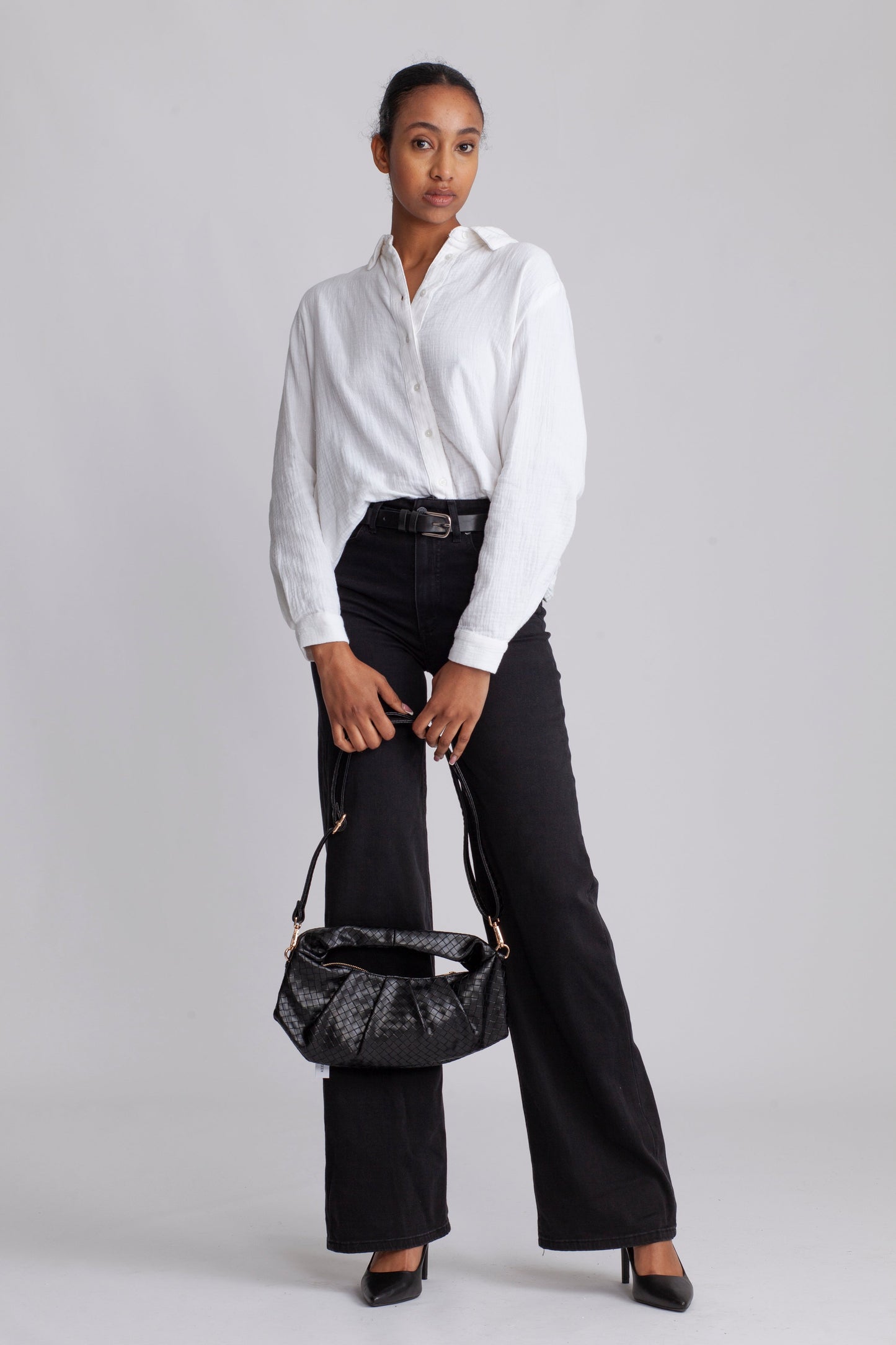 Dam Flätad PU Väska med Justerbar Rem och Blixtlåsstängning