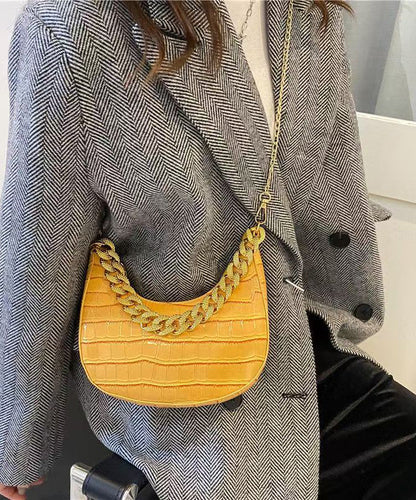 Dam Elegant Faux Läder Axelväska med Kedja och Zip-Up Stängning