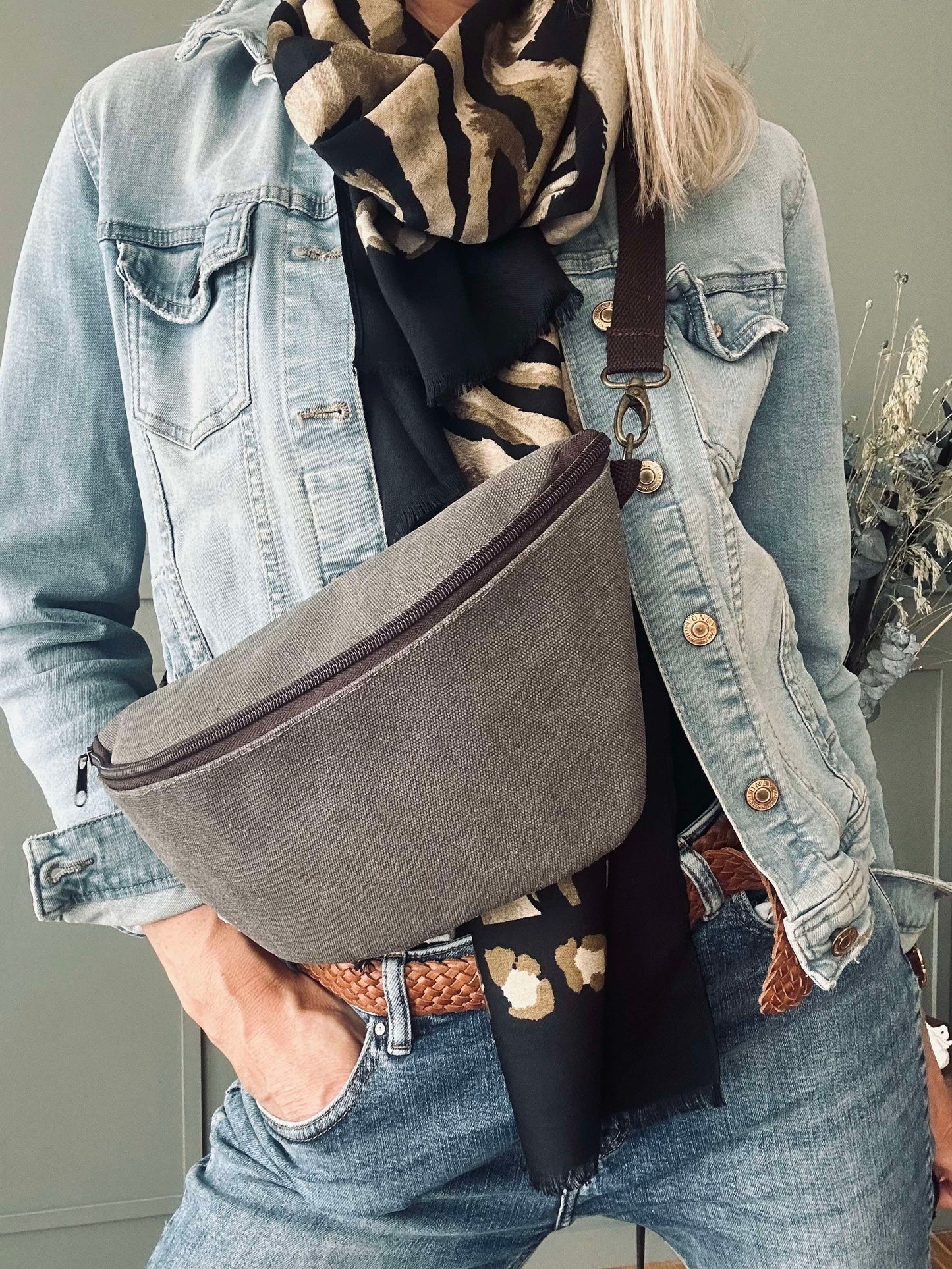 Unisex Klassisk Naturduk Bumbag med Justerbar Rem