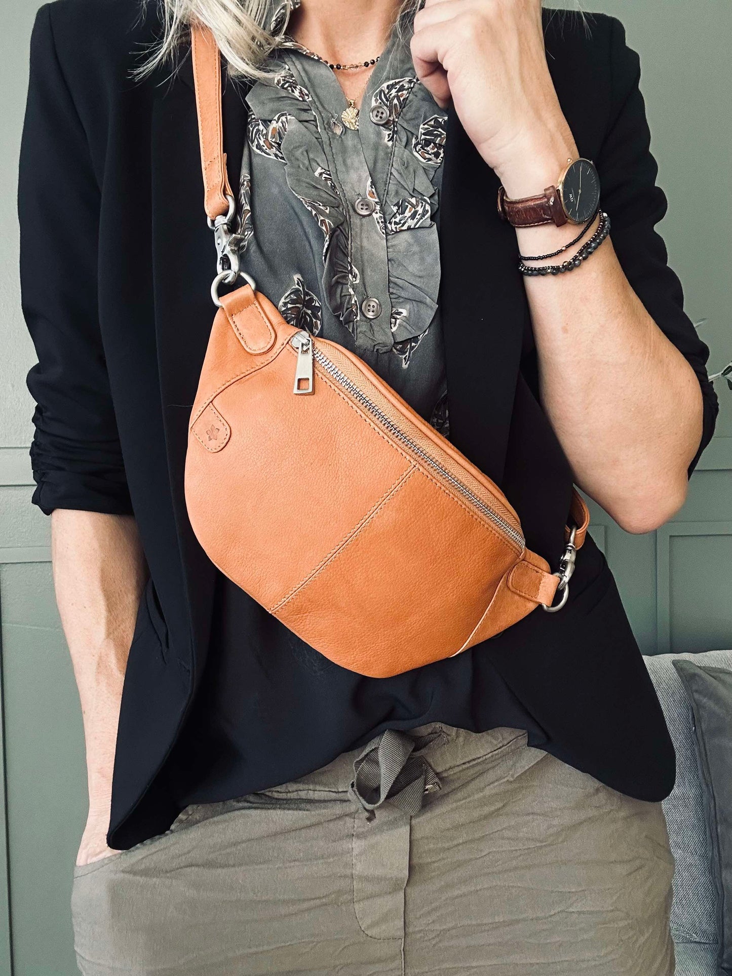 Damens Elegant Mjuk Läder Bumbag med Justerbar Rem