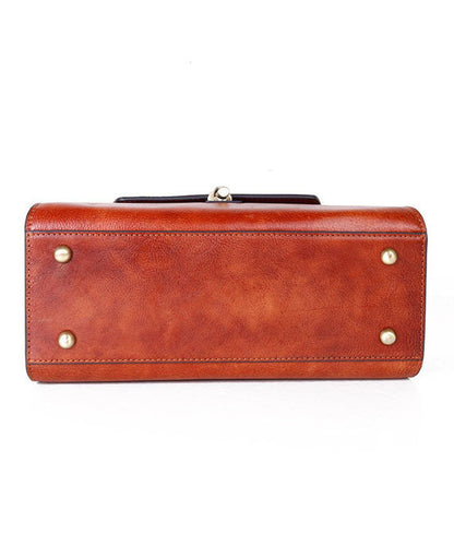 Herrar Elegant Kalvläder Messenger Väska med Dragkedja