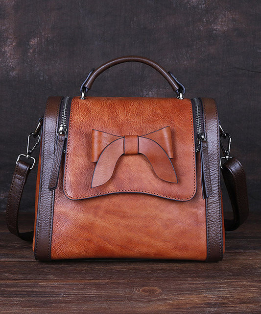 Dam Elegant Kalvläder Handväska med Zip-up Stängning och Inuti Fickor