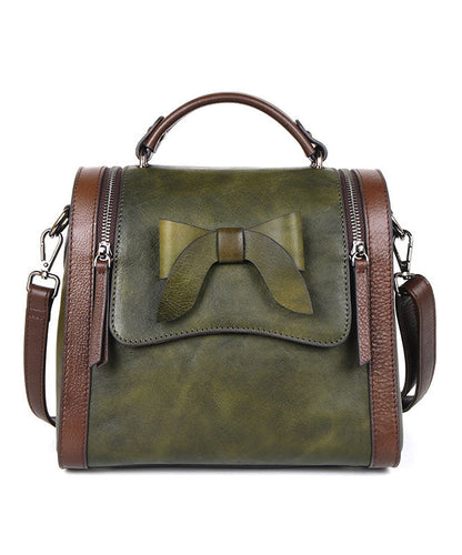 Dam Elegant Kalvläder Handväska med Zip-up Stängning och Inuti Fickor