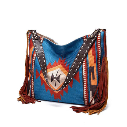 Belle - Handvävd Knutdesign Veganläder Axelväska för Dam