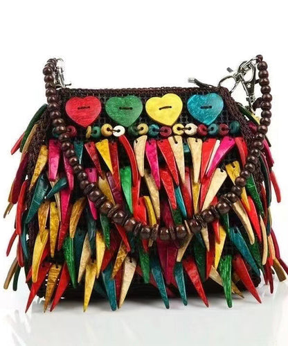 Variant image for Dam Bohemisk Trä Messenger Väska med Fransar-1