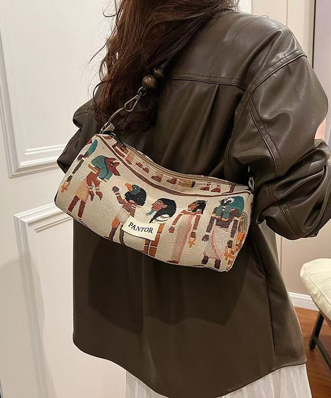 Dame Bohemsk Jacquard Skulderveske med Justerbare Stropper og Flere Rom