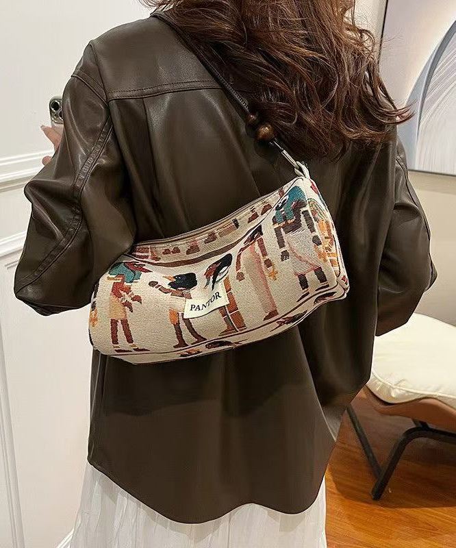 Dame Bohemsk Jacquard Skulderveske med Justerbare Stropper og Flere Rom