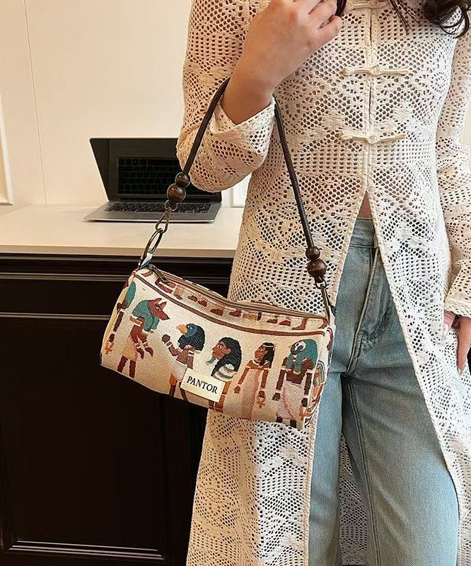 Dame Bohemsk Jacquard Skulderveske med Justerbare Stropper og Flere Rom