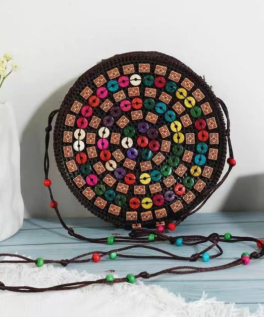 Dam Elegant Trä Messenger Väska med Zip-Up Stängning