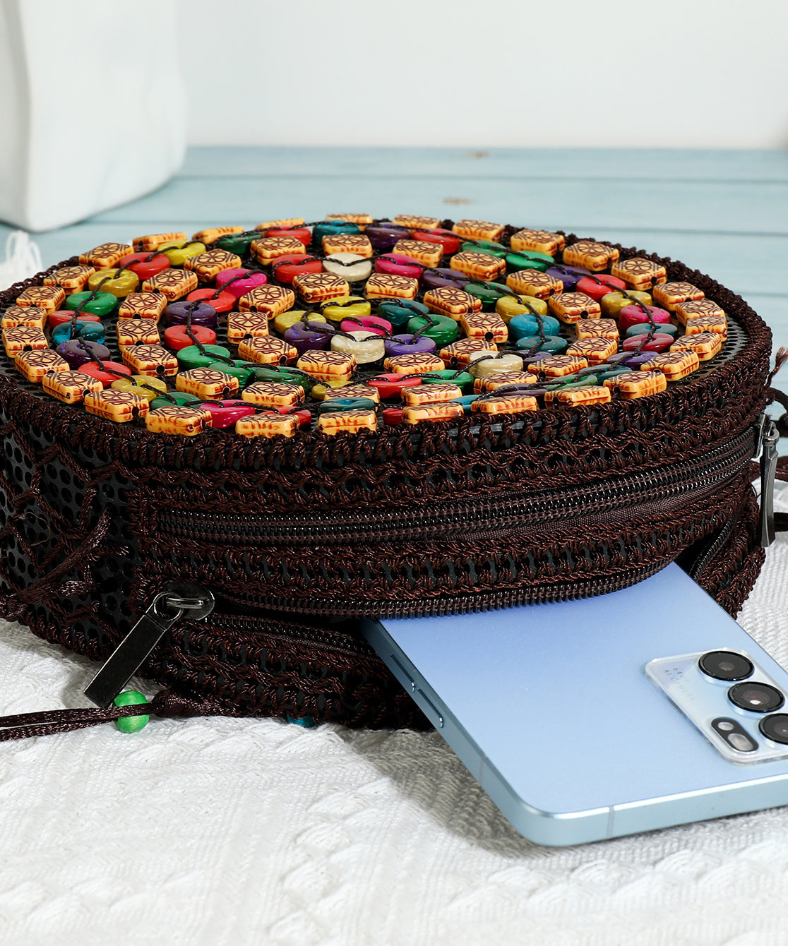 Dam Elegant Tre Messenger Veske med Glidelås Lukking