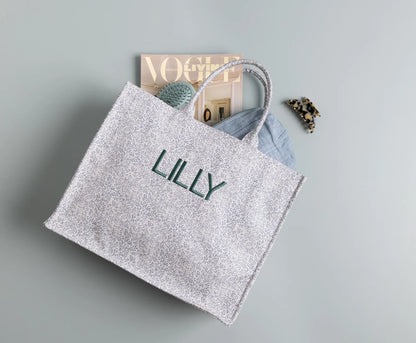 Dam Elegant Bomull Stoffveske med Stort Hovedrom