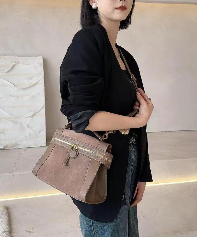 Dam Elegant Faux Läder Handväska med Dragkedja och Inre Fickor