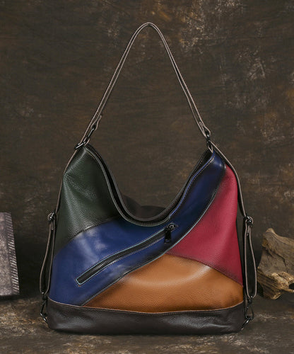 Dam Retro Kalvläders Handväska med Dragkedja och Inuti Fickor