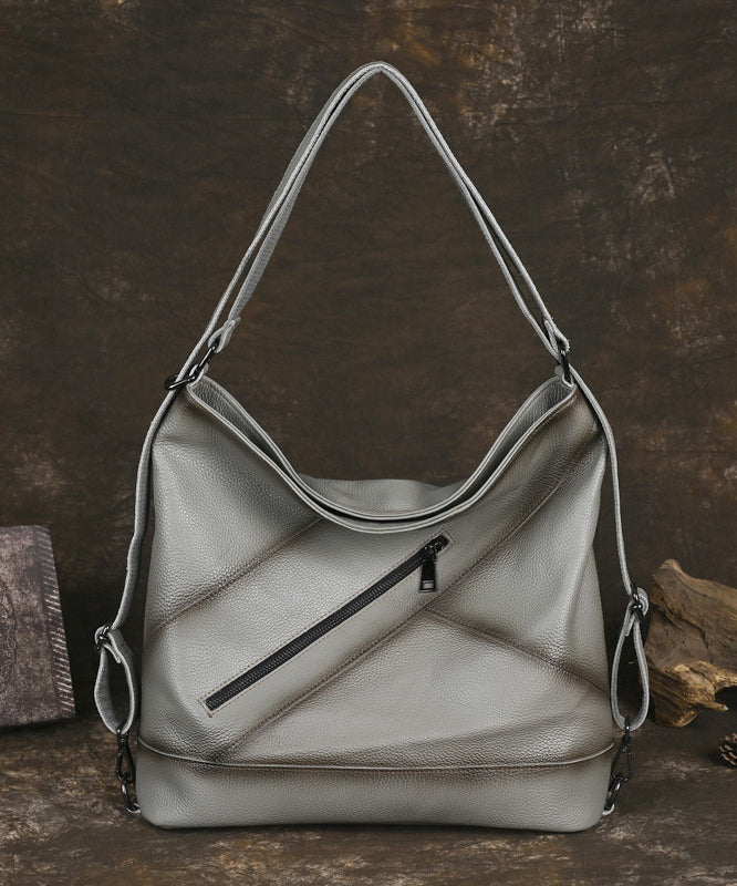 Dam Retro Kalvläders Handväska med Dragkedja och Inuti Fickor