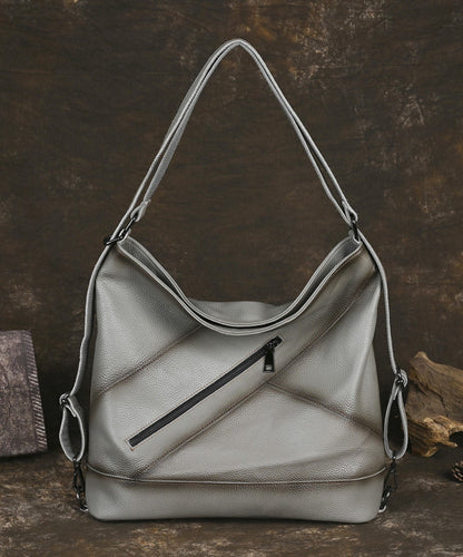 Dam Retro Kalvläders Handväska med Dragkedja och Inuti Fickor