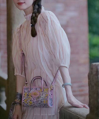 Dam Liten Elegant Tyg Handväska med Inuti Fickor