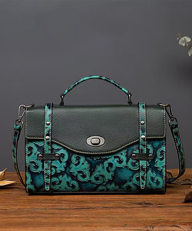 Dam Vintage Präglad Kalvläder Messenger Väska med Justerbar Rem