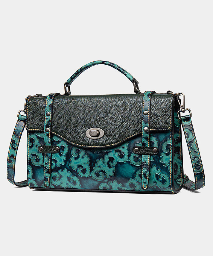 Dam Vintage Präglad Kalvläder Messenger Väska med Justerbar Rem