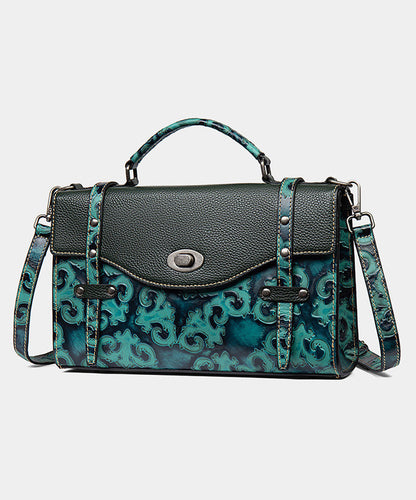 Dam Vintage Präglad Kalvläder Messenger Väska med Justerbar Rem