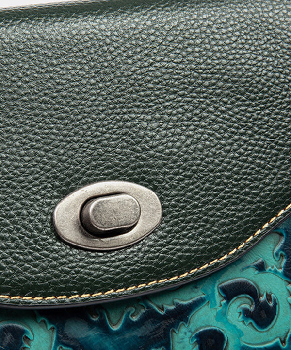 Dam Vintage Präglad Kalvläder Messenger Väska med Justerbar Rem