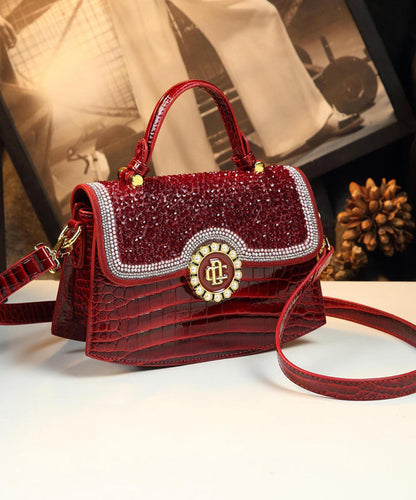 Dam Chic Kalvläder Väska med Zircon Detaljer för Organiserad Förvaring