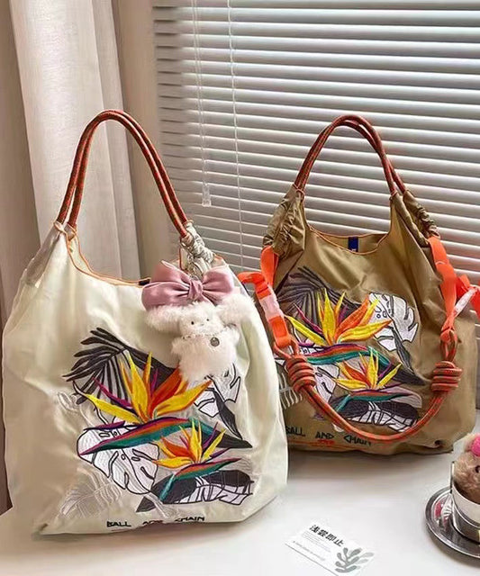 Dam Hållbar Nylon Shoppingväska med Broderade Detaljer