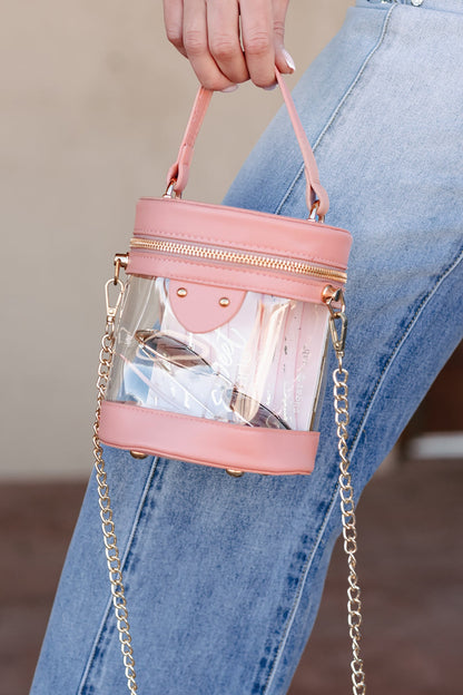Kvinnors Trendig Transparent Handväska med Dragkedja och Löstagbar Axelrem