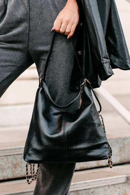 Dame Elegant Fuskeskinn Veske med Justerbare Remmer og Kjededetaljer